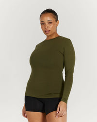 MYLA FITTED LONG SLEEVE - KHAKI