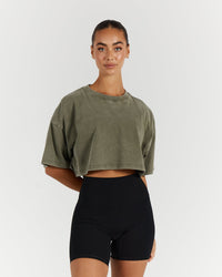 BOYFRIEND CROP - WASHED KHAKI