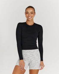 ATHLEISURE LONG SLEEVE TOP - BLACK